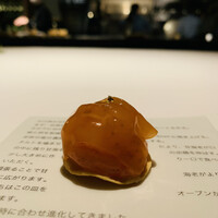 レスピラシオン - ①【Impact Shrimp：甘海老】
                      ★ 殻+尾のタルト、身、味噌のシート