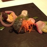 ルカンケ - 寒鯖の冷製白ワイン蒸し　白ワインのジュレとバジルのソース