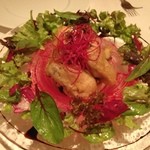 ルカンケ - 牡蠣のフリット　ラビゴットソース　和えた野菜サラダ