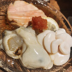 遊膳 - あん肝・真鱈の白子・牡蠣