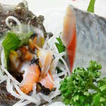 やまと - 201212　やまと　サービスランチ（刺身定食・800円）サザエまで付いちゃってます(゜o゜)！