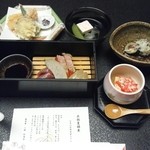 静保庵 小柳 - 夕食の一部をクローズアップ。