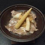 静保庵 小柳 - 夕食の陶板焼き。