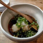 炭火焼き鳥 まかや - 茄子の揚げ出し餅440円