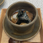 日本料理 TOBIUME - 海味 見島　沖喉黒乗せ 茶碗蒸し　喉黒の脂がなんとも美味しい！