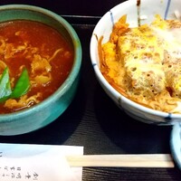 日本橋 やぶ久 - ミニカツ丼、ミニカレー南蛮そばセット 1,100円 ♪