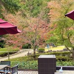 And garden　museum cafe - テラスには温泉の足湯もあります(足拭きペーパー完備)