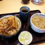 天丼てんや - 野菜天丼小そばセット700円