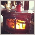 風の家 - 暖かい暖炉に薪をくべてくれました