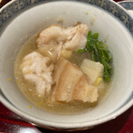 銀座 しのはら - 鱈の白子　甘鯛　車麩　下仁田ネギ　蕪のみぞれ仕立て