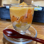 ハーブカフェYKガーデン - 柿のムース人参のアミューズ。食べてみて欲しい！