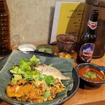 SPICY CURRY 魯珈 - ５周年記念メニュー 牡蠣の薬膳カレー＋海鮮ビリヤニ(バスマティ米の炊き込みご飯)＋蟹マサラ＋鯛煮干し出汁割りスープ＋数の子パチャディ＋マンギャオのアチャール＋ネパールビール