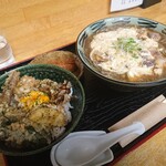 手打ち蕎麦　玄葉 - 親子 850円、大盛 200、小天丼 400円、いなり 50円(全て税込)