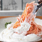 Fluffy creamy mentaiko pasta