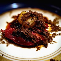 蒼 - 新潟、網捕り天然真鴨トリュフと共に。網で取った後コシヒカリを食べさせて一旦ストレスフリーにした鴨。そのきれいな旨みに、一瞬何が起こったのかわからないほど。その後一同から怒涛の歓声が上がった。これはもう、間違いなく人生一、最高の鴨。もう元には戻れない・・・。