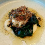 フィエルテ - 白子のムニエル⭐️ぽにょぽにょ〜♡クリーミーで離乳食みたい♪チヂミほうれん草が甘〜い❤️