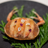 レストラン オオツ - 2021.12 間人産香箱蟹 甲殻類のジュレ エディブルフラワー