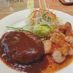 야카쿠라 미요타점 - 햄버그와 치킨 소테 플레이트