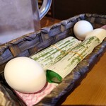 Kodawari No Tagura Ramen - 茹で卵&早すし♪