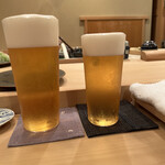 木挽町 とも樹 - アサヒスーパードライ生ビール中と小