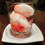ヴィアート - 【'12/12/12撮影】木戸シェフ自慢 本日のスペシャリテ 1000円 のライチのシャベット ストロベリーソース掛け