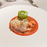 ASAHINA Gastronome - 甘鯛うろこ焼き、阿寒湖エクルヴィス、野菜タブレを花ズッキーニに詰め、ソースナンチュアを現代解釈で