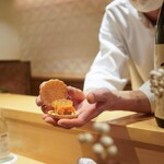 銀座 しのはら - フォアグラあんぽ柿とウィスキーゼリーの最中