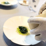 RiVi - 6.蒸し舌平目 おかわかめ アゴの出汁 発酵米の酸味 青ゆずオイル