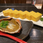 nakazembettei - だし巻き卵　蟹味噌の甲羅焼き