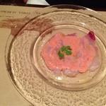 トラットリア・アルベロ - ワラサのカルパッチョ 苺ソース