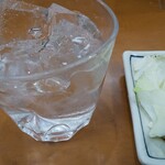 やきとり鳥かつ - 早くも芋焼酎ロック。