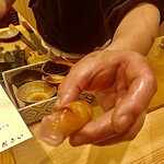 天ぷら たけうち - 天然縞鰺の握り