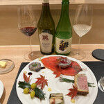 銀座 大石 - 八寸♡先月ほどから日本酒も出るようになったようで♡なんて幸せな眺めなんだ…