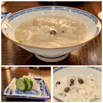 たでの葉 - 天然のむかごご飯に自然薯
      臭みもなくクセのないむかごはご飯に入れても自然に馴染みふっくらとしたお豆の様です。
      そこに自然薯をかけたらある意味親子丼、めちゃ合いますってそりゃ（笑）