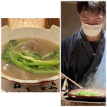 たでの葉 - セリ鍋
      仙台の芹は根っこ付きのまま、イノシシのロース肉とハナイグチと言うキノコとお鍋にしています。
      芹も今が美味しいですし、イノシシの脂からいい味が出ているのですこれが！