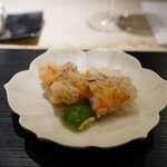 Renshin - 車海老と松茸のライスペーパー揚げ