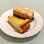 隠れ家ダイニング ソラマ - ブルーチーズのチーズケーキ、ナッツとプラリネのケーキ
