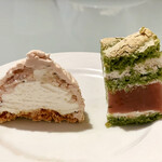 隠れ家ダイニング ソラマ - モンブランと抹茶と桜のロールケーキの断面
