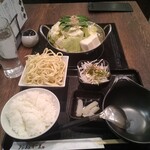 Hakata Motsunabe Ooyama - もつ鍋定食（ご飯）+追加ちゃんぽん麺