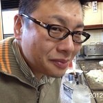 お好み焼吉野 - 満面の笑み、この満足感ありの顔！渡辺さん許可済み。2012.12.16(日)11時40分予約 スジ玉とオムライスそば、スジ入りd(^_^o)