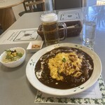 勧業館食堂 - ビールとオムハヤシ