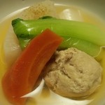 しのはら - 金時人参・近江大根・チンゲン菜・鴨のだんご。