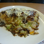 いちぜん洋食 - 台付きお好み焼きうどんシーフード入り（マヨネーズを）