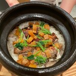 もちづき - 出来立てのカラスミとカマスの炊き込みご飯　香の物　アオサ汁