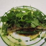 レストラン ラフィナージュ - 本カマスのグリルと５種類のフレッシュハーブのサラダ