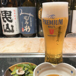 天ぷら酒場 NAKASHO - 生ビール プレミアムモルツ 550円