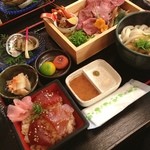 ゑびや大食堂 - お伊勢詣りのご馳走。
            松坂牛のローストビーフ
            鮑の酒蒸し
            てこねずし
            伊勢うどん(^_^