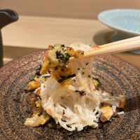 鮨まつもと - 白子のビーフン和えウニとイクラ乗せ③
