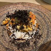鮨まつもと - 白子のビーフン和えウニとイクラ乗せ②