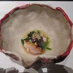 なだ万 - 壬生菜と大山鳥の山葵和え